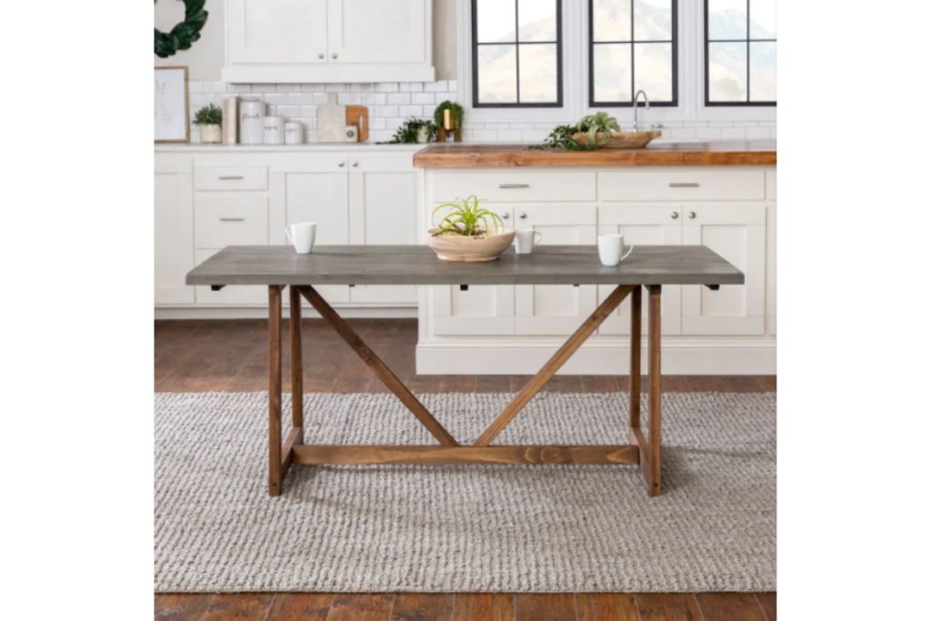 a grey-stained wooden barnhouse table