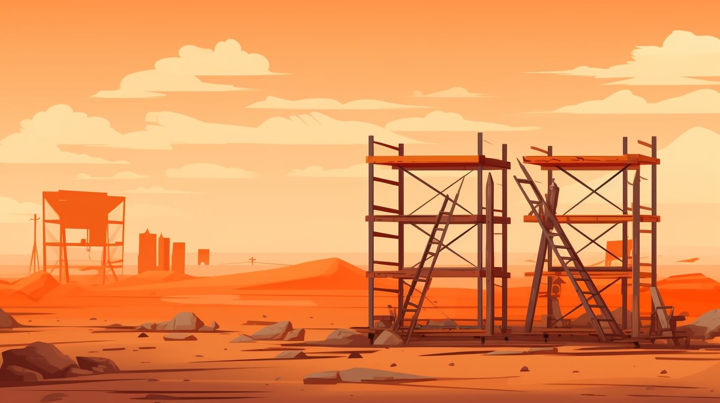 scaffolding on a desolate construction site