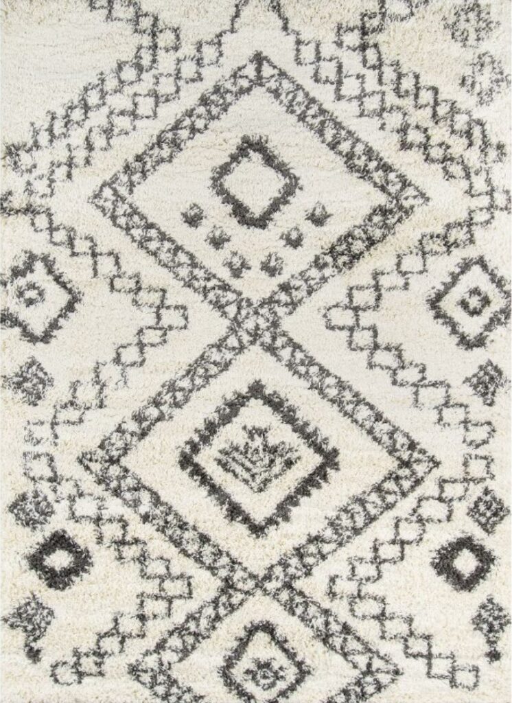 ivory and grey textured & patterned rug