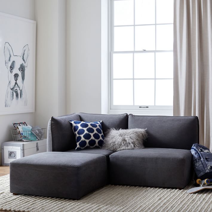 cute grey couch with chaise
