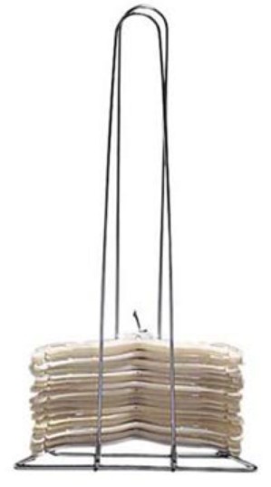 a chrome hanger stacker with clear hangers on it