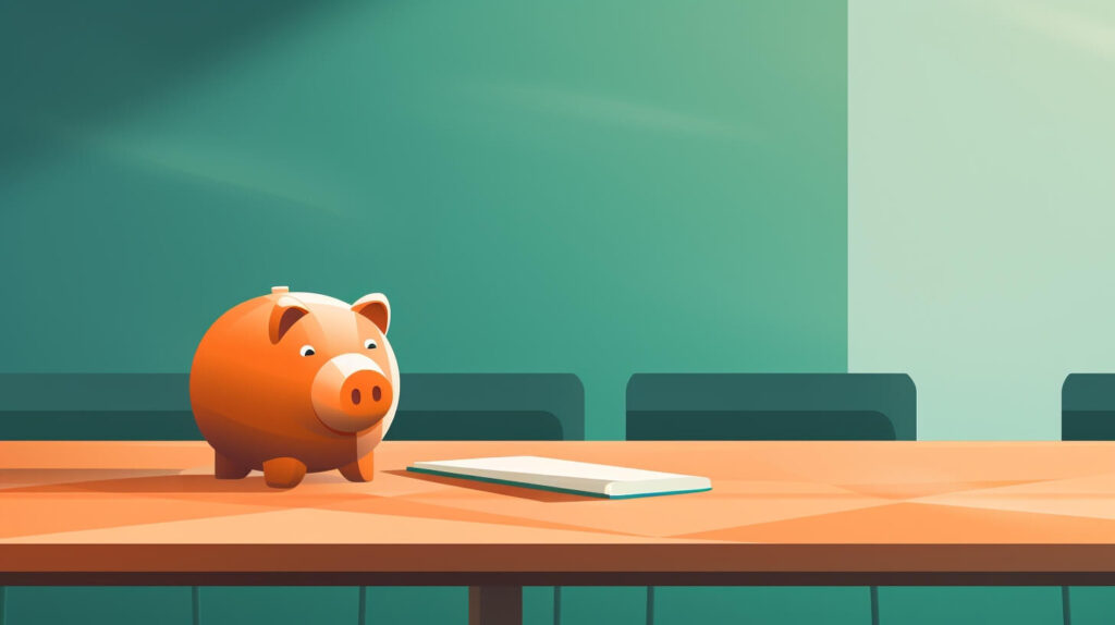 an orange piggy bank sitting on a table