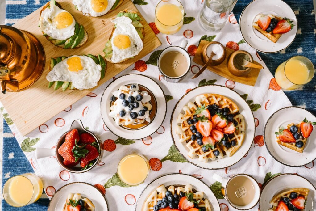 a lovely spread of breakfast foods for a housewarming party