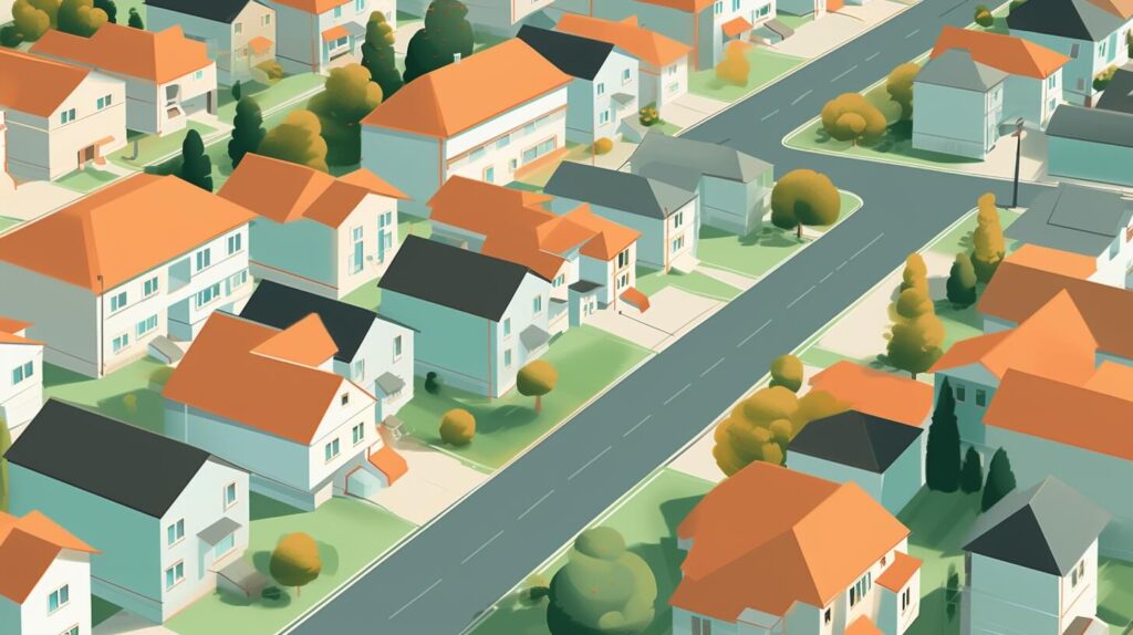 birds eye view of a neighborhood