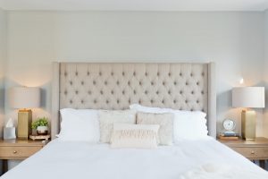a tufted materials bed a great example of diy headboard ideas