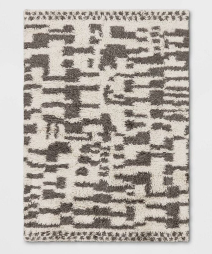 grey and ivory tufted shag rug
