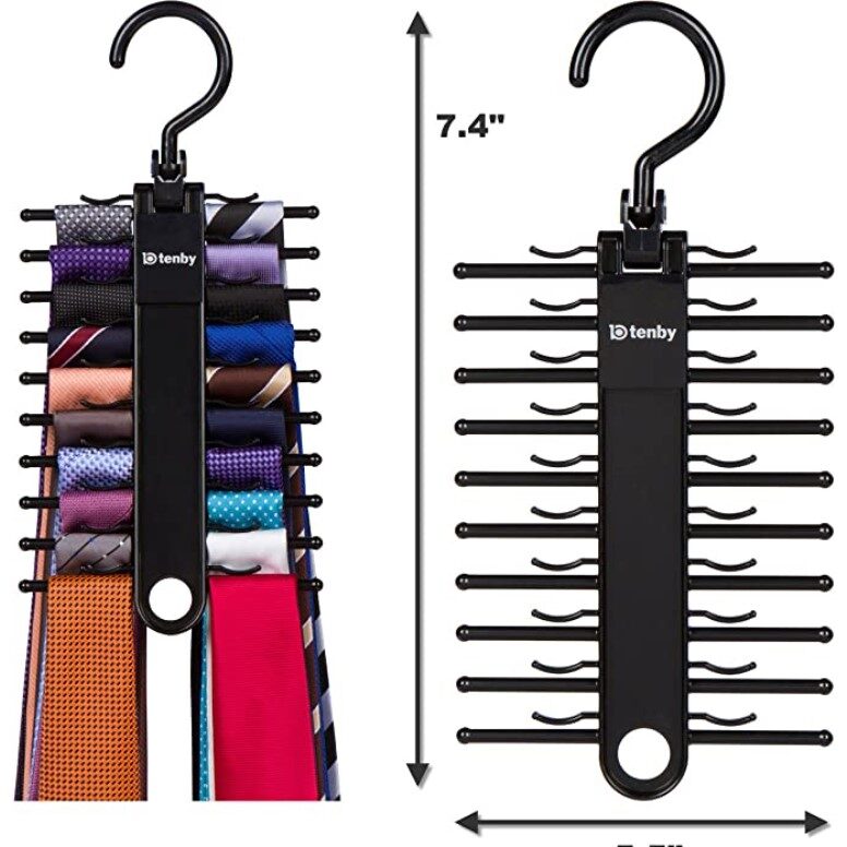black hanging tie rack