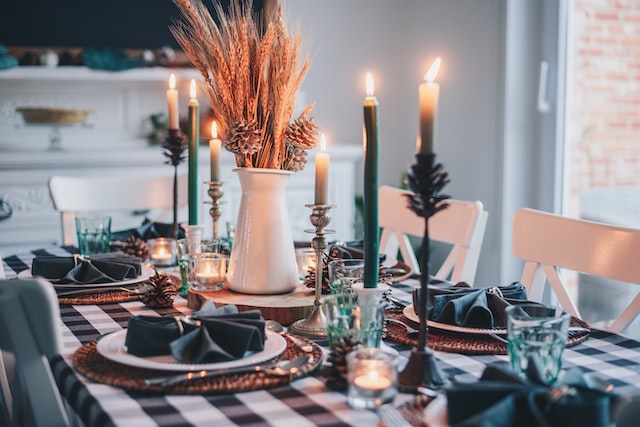 a set table for thanksgiving decor