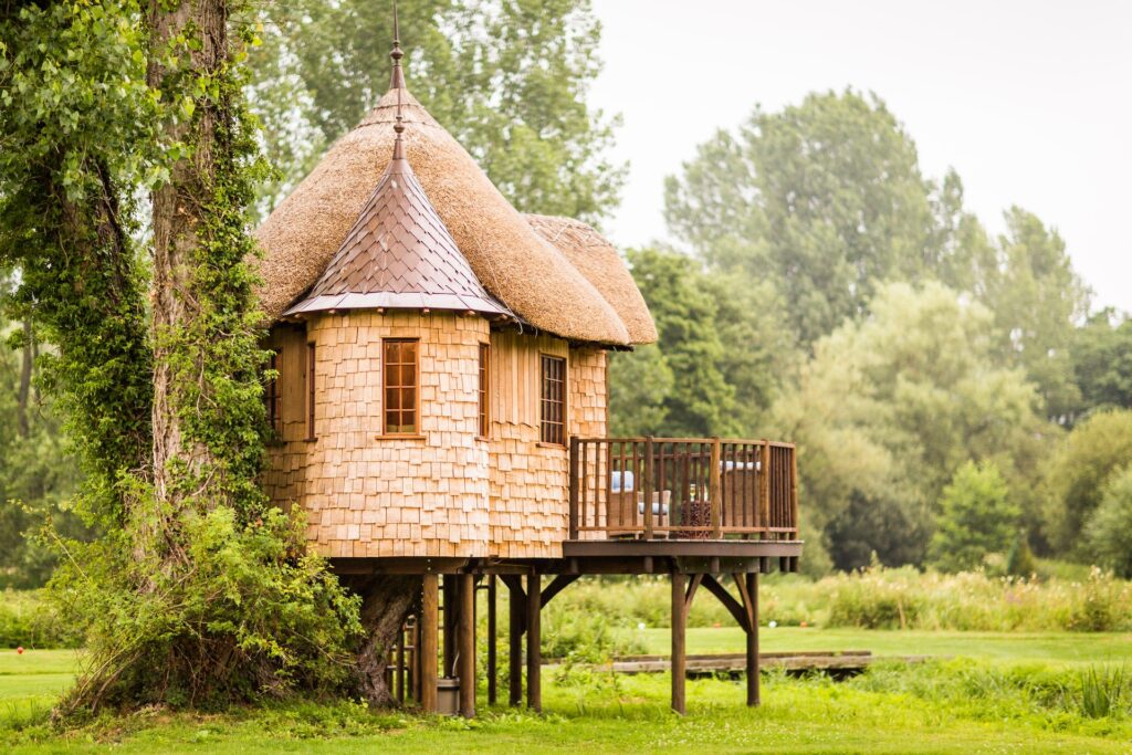 a large short castle treehouse 