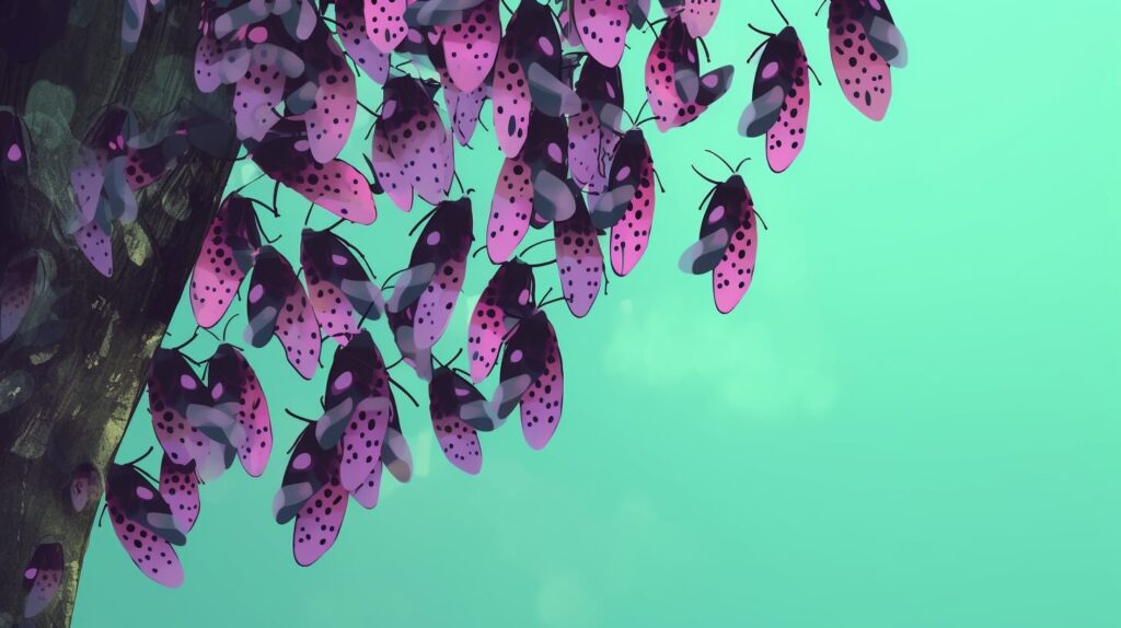 spotted lantern flies on a tree