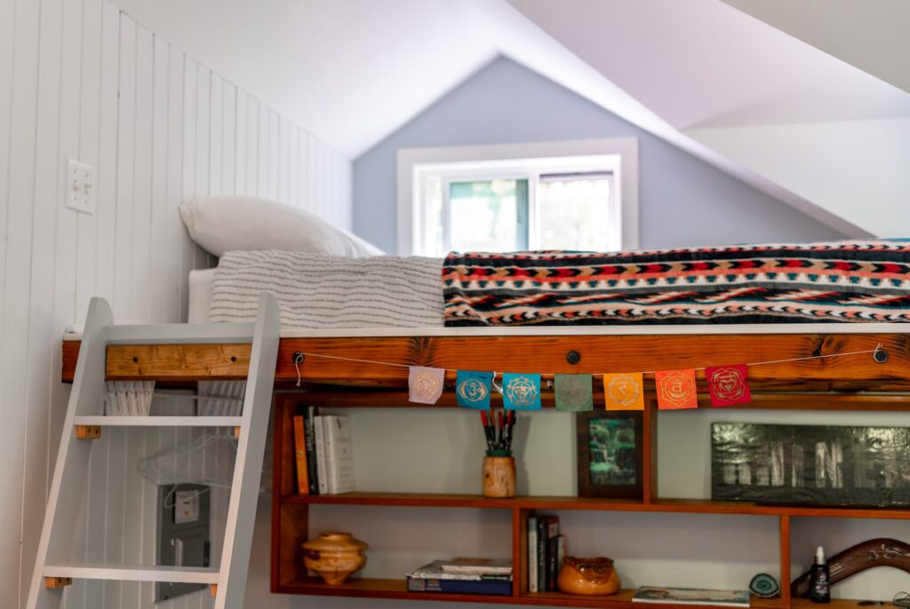 a lofted bed to maximize space in your tiny apartment