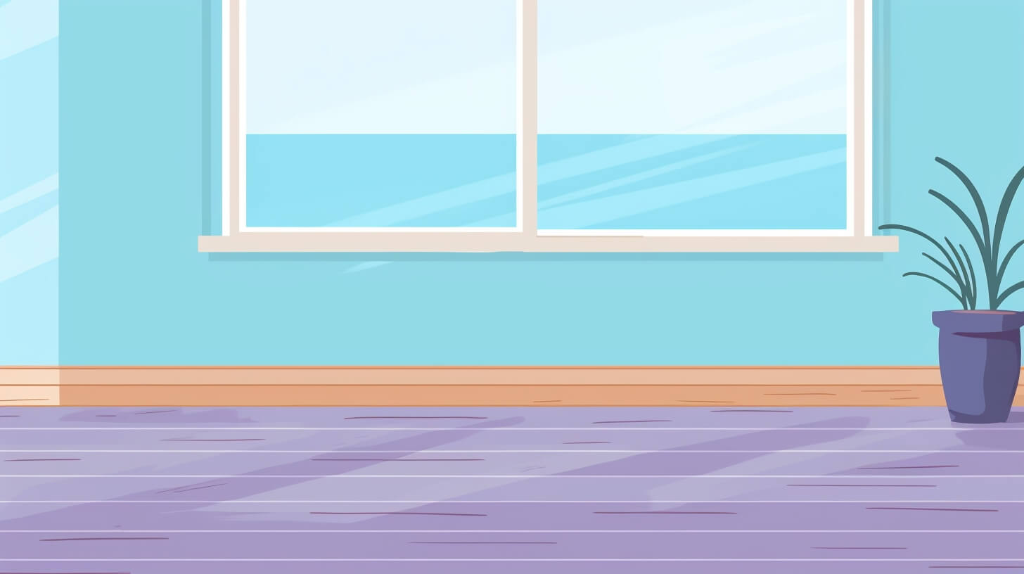 purple wooden floors in a room with blue walls