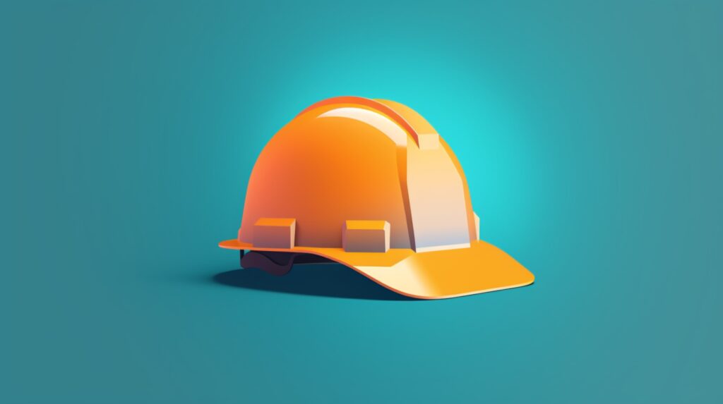 orange hard hat with a blue background