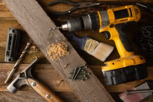 drills, wood and other construction tools