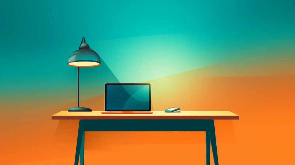 Small Desk In A Room With A Lamp And Laptop 1024x574 