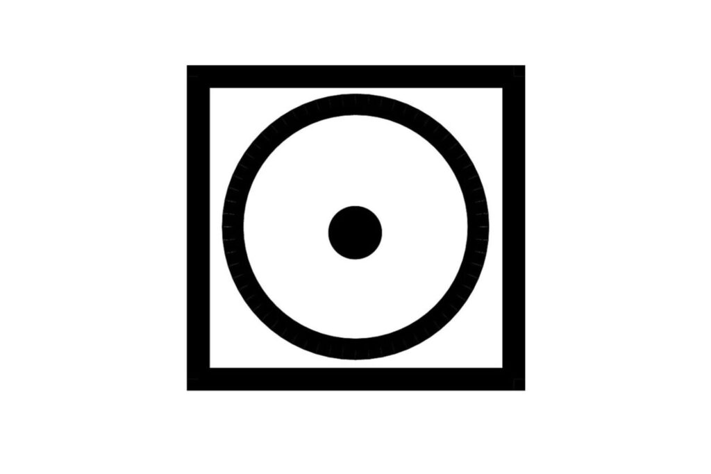 A dot inside a circle inside a square
