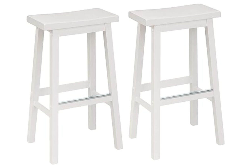 Amazon Basics White Saddle-Seat Kitchen Bar Stool Set