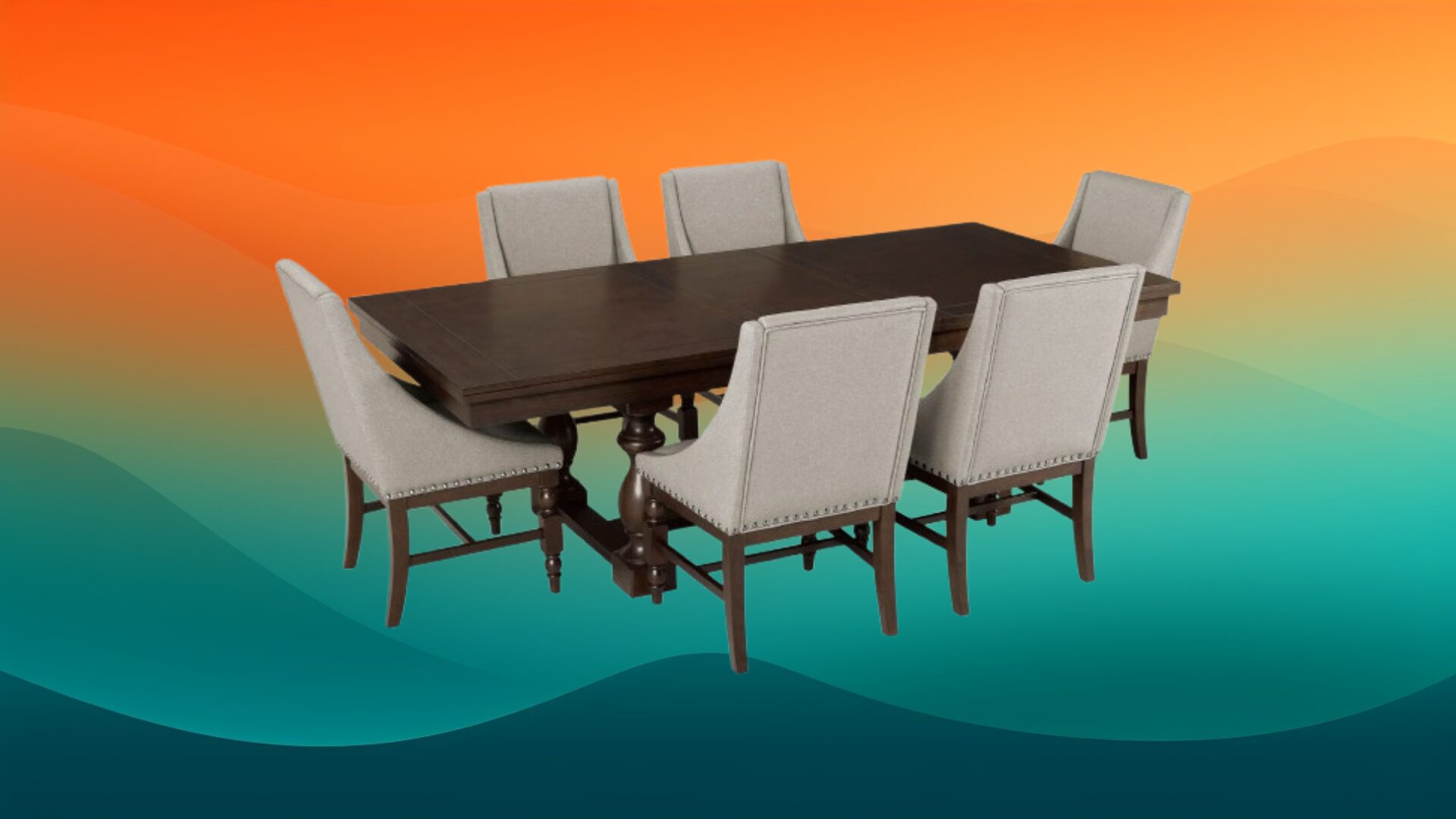 dark brown dining table with light brown chairs