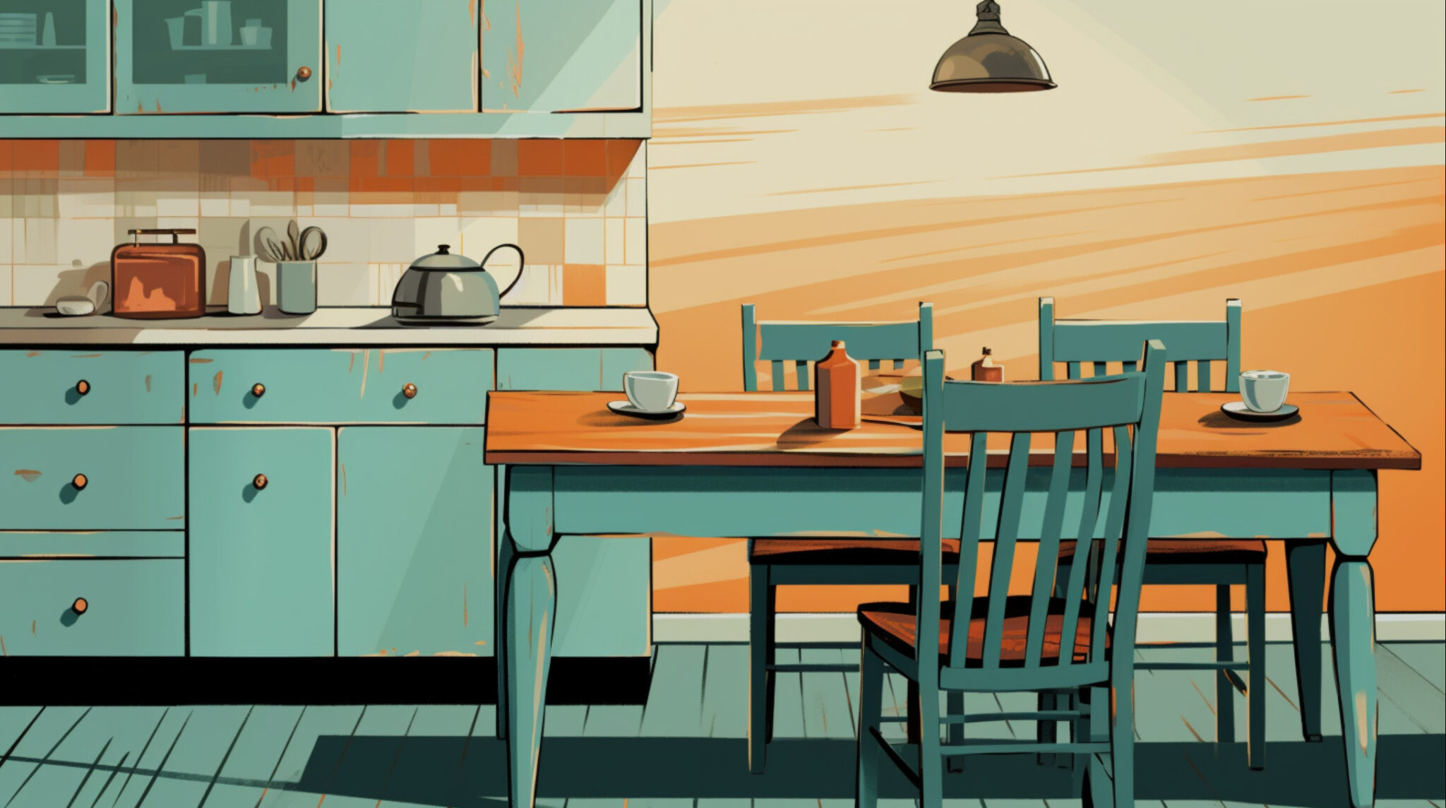 Farmhouse Kitchen With A Table 2048x1144 