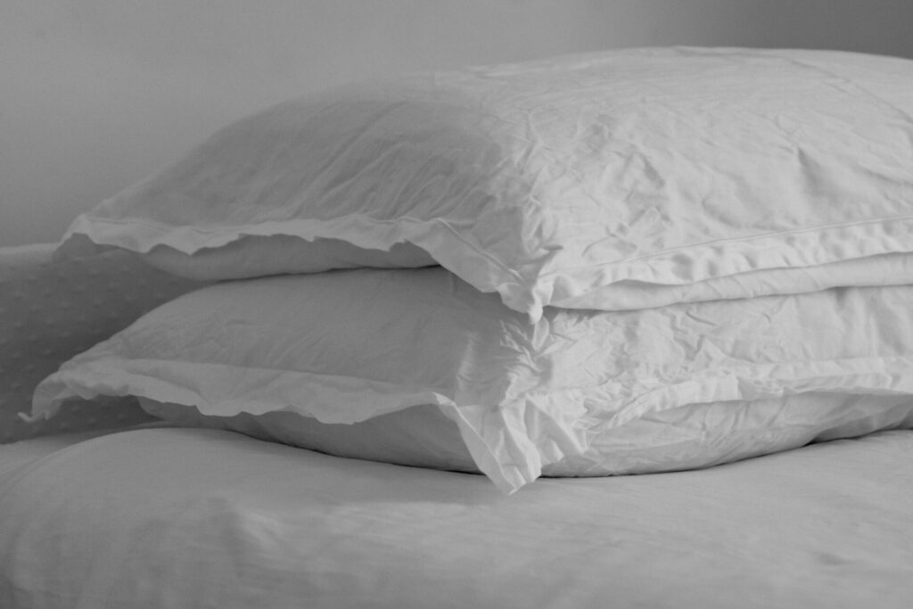 White pillows with wrinkles