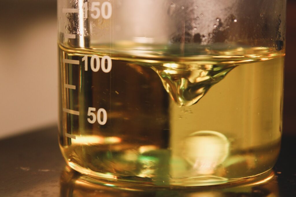 Cooking oil in glass flask