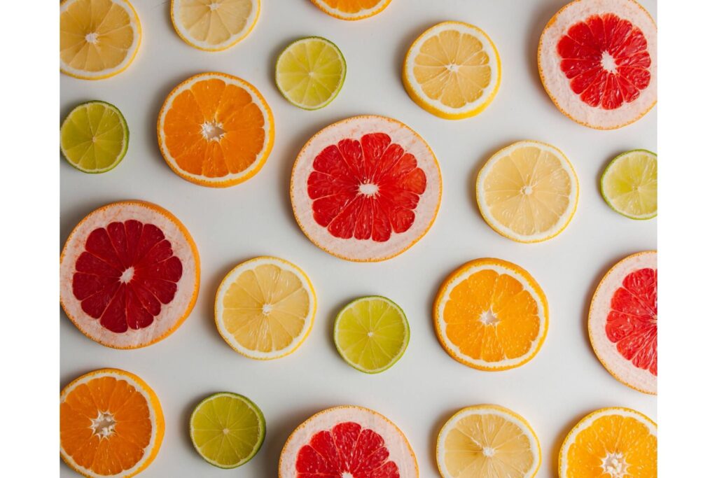 Slices of various citrus fruits.