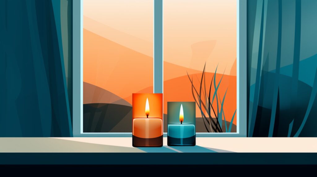 candles sitting on windowsill