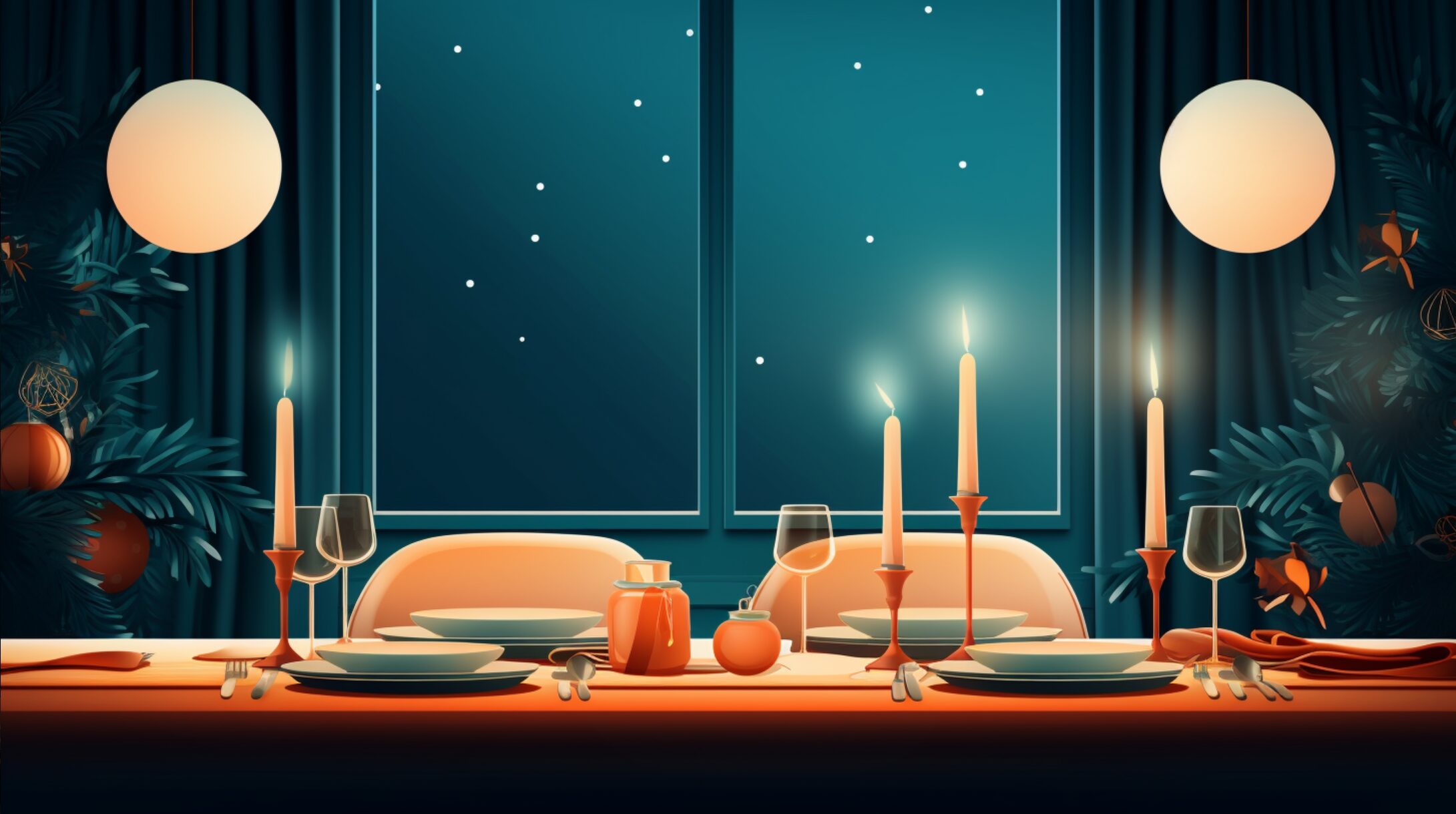 Christmas dinner on table