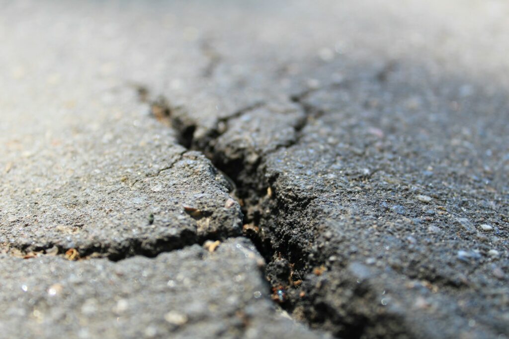 A crack in concrete.