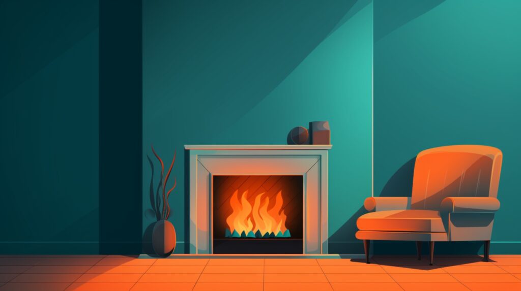 fireplace with chair