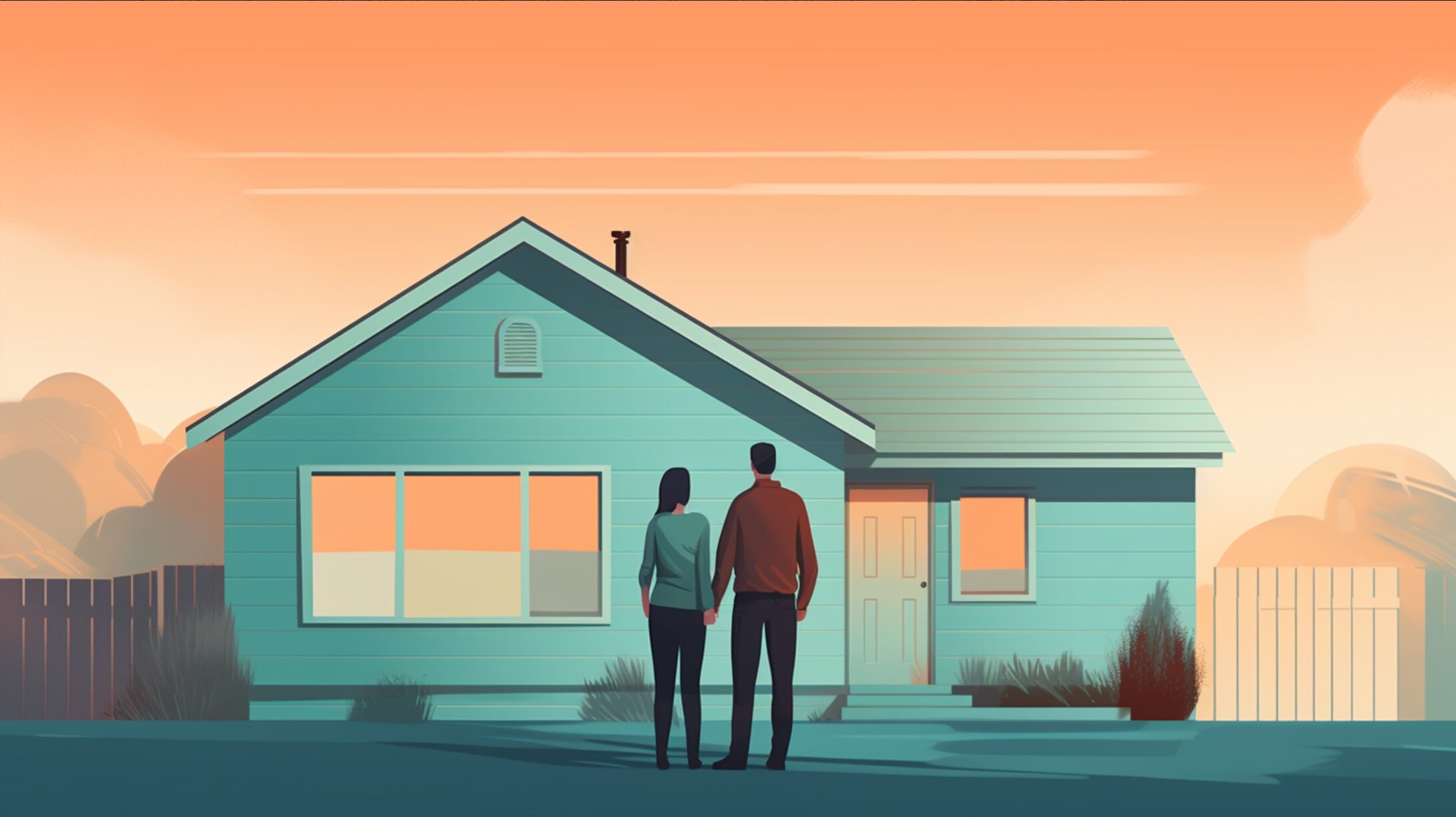couple standing in front of a home
