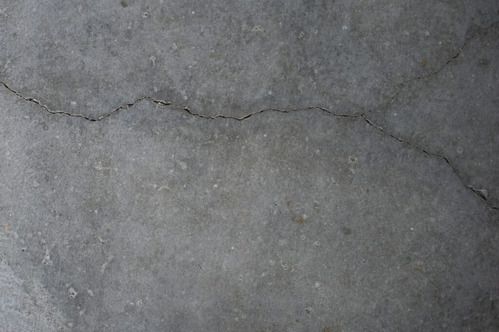 A cracked garage floor.