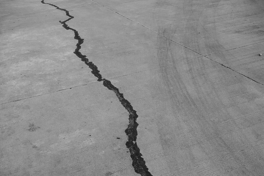 A crack in concrete.