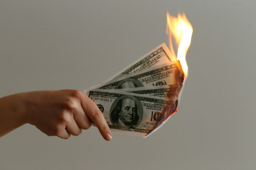 Money burning.