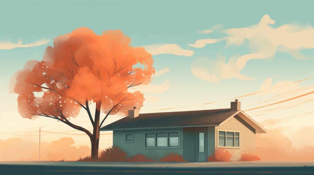 small home with a tree