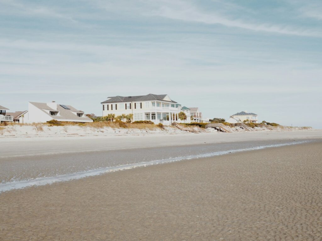 White and Gray Beach House Near Shore