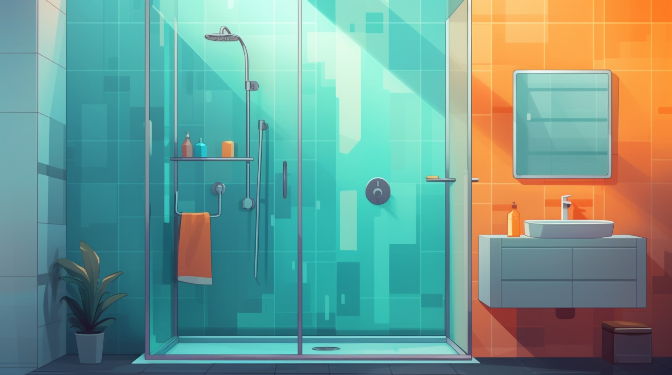 glass shower in a bathroom