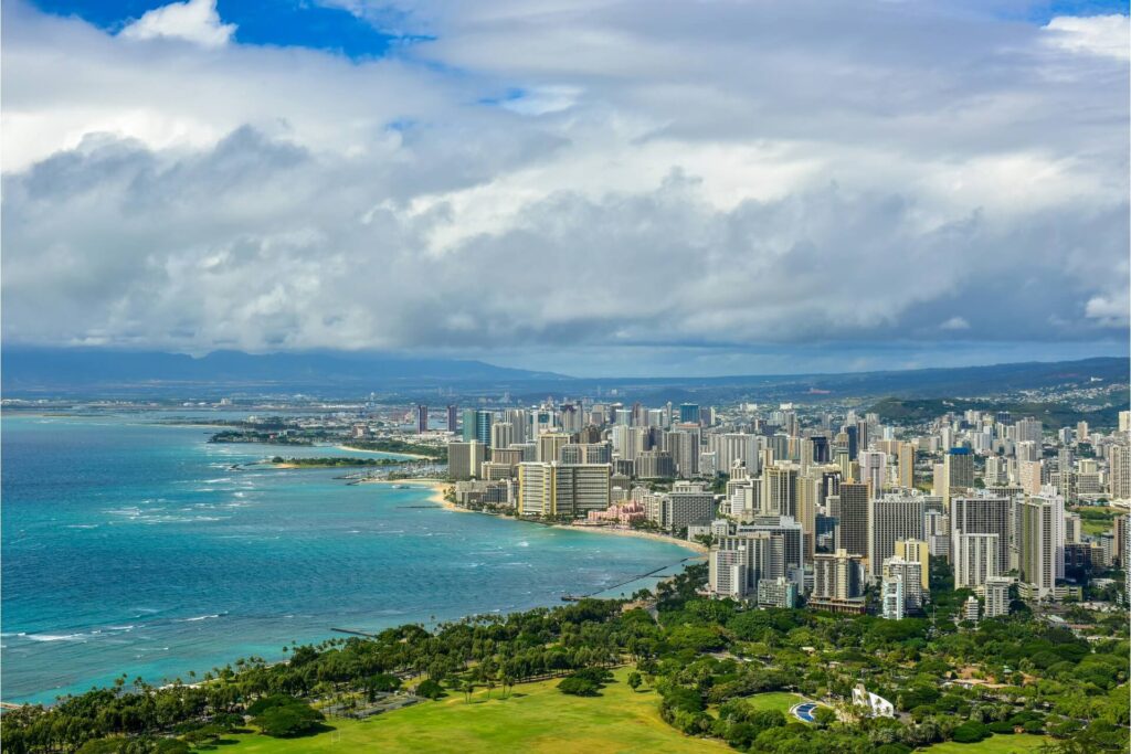 View of the Honolulu cityscape from Diamond Head.