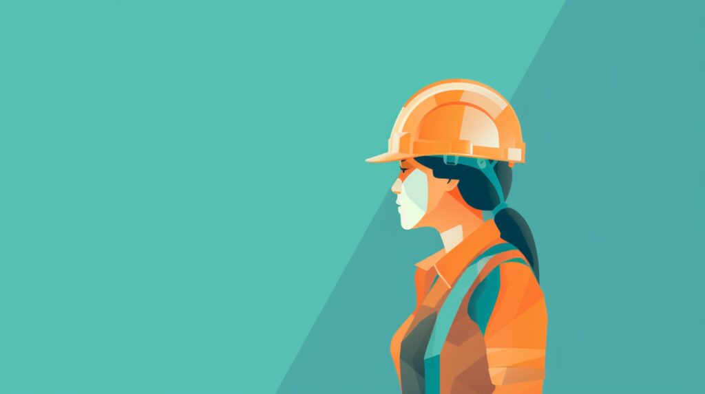 female construction worker wearing an orange hard hat