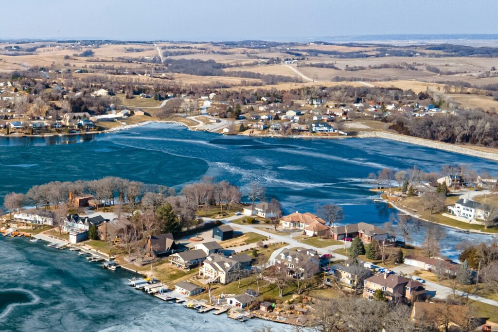 An aerial view of Beaver Lake, Nebraska