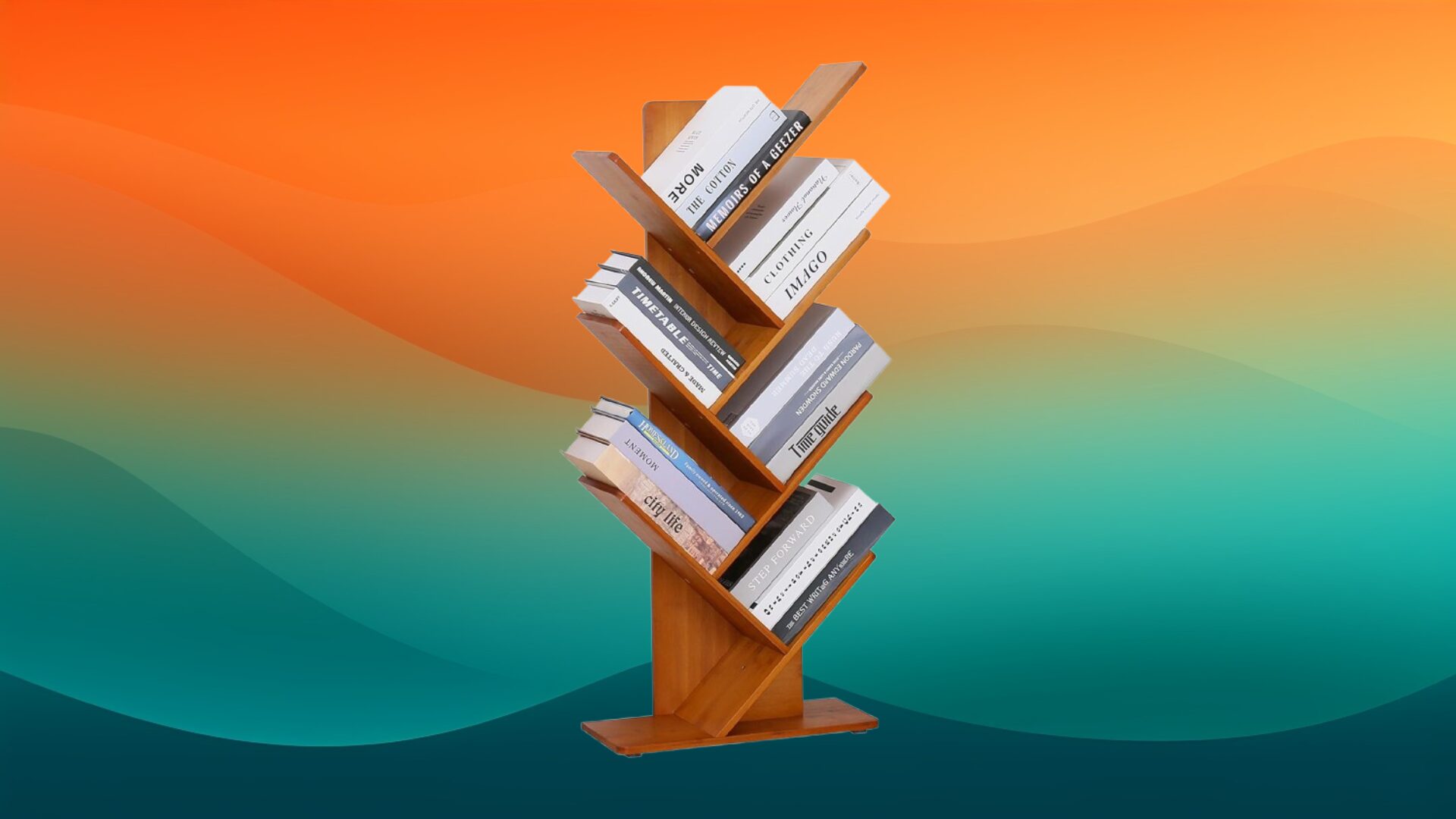 tree-like wooden bookcase