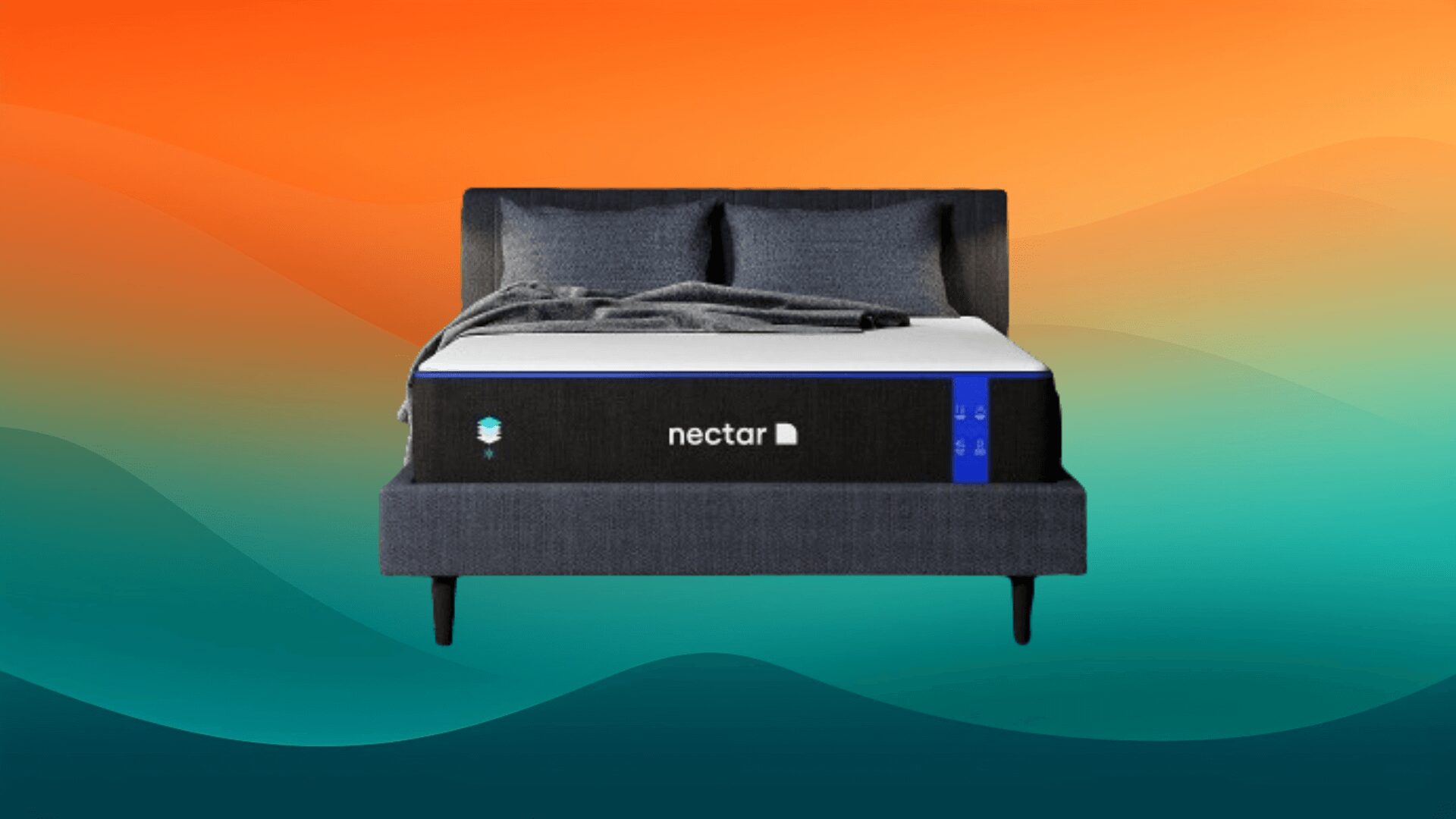 Nectar mattress on a dark gray bed frame