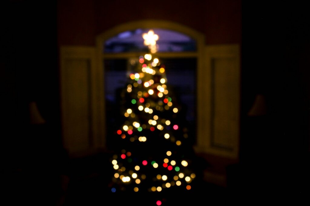 Smart fairy lights on a Christmas tree.