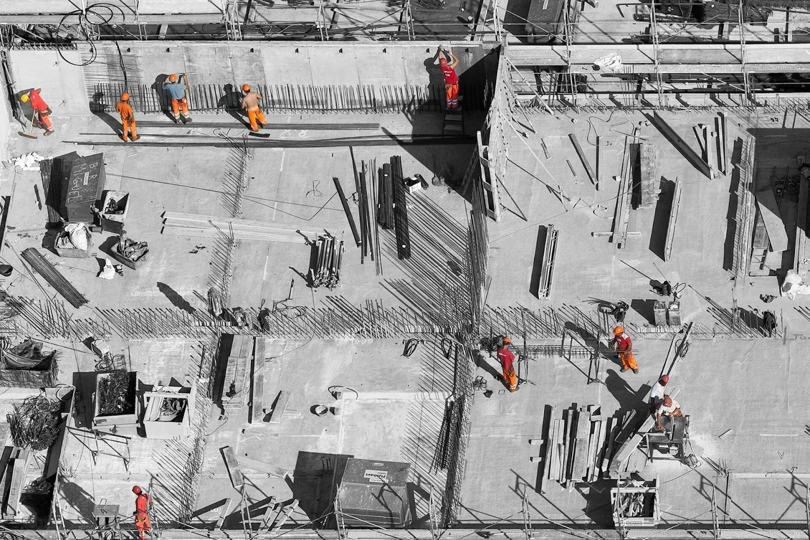 construction site with few workers