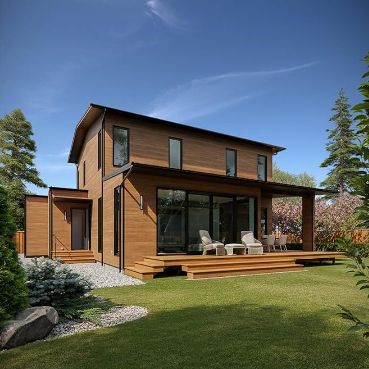 country two story cabin with front porch