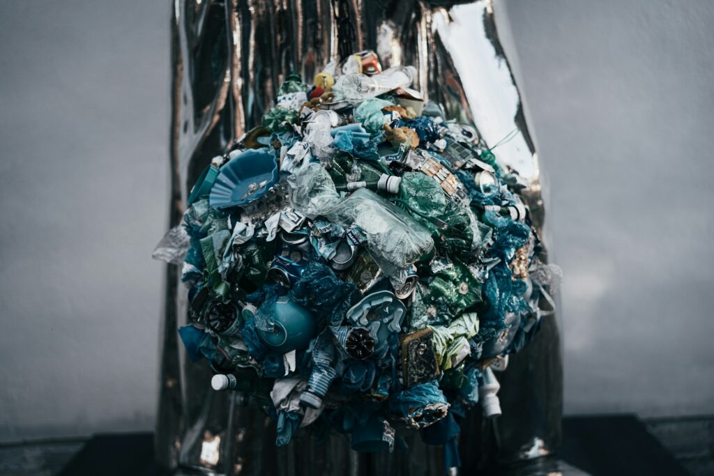 Plastic waste in a landfill.