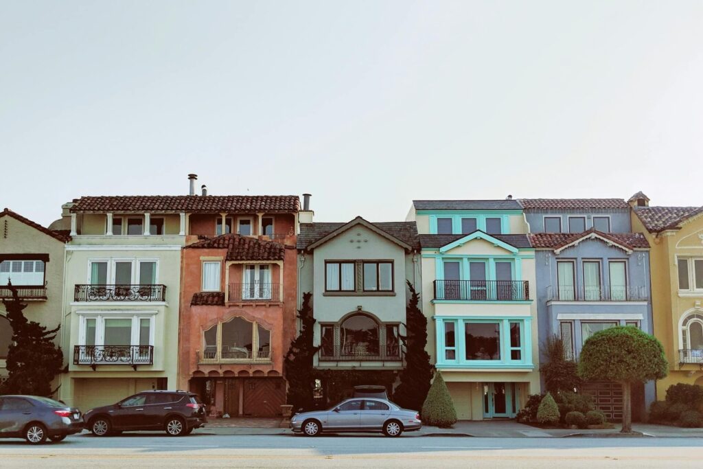 Townhouses with distinct facades