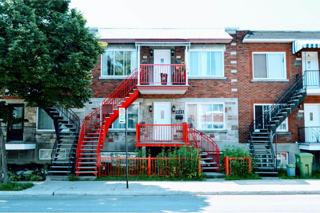 Row houses with separate residential units on the first and second floors
