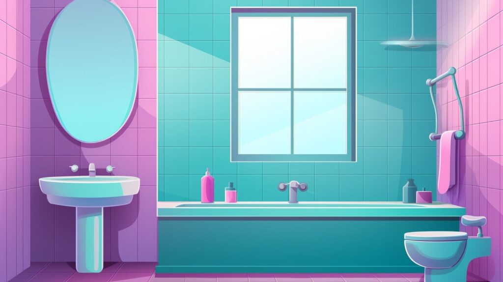 purple and blue bathroom with a sink, bathtub, and toilet