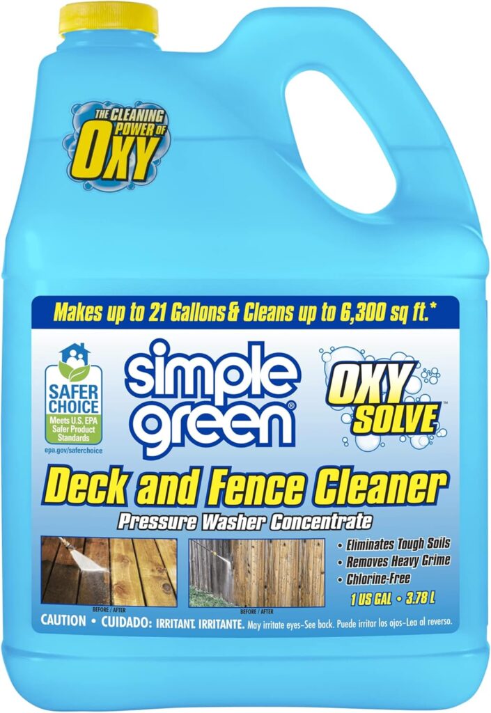Mild detergent for washing a deck